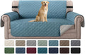 Sofa Protector for Dogs/Cats/Pets Sofa Covers Slipcover Quilted Couch Coveres Loveseat Covers with Non Slip Elastic Strap Water Resistant Seat Width: 54" (Oversized Loveseat, Smoke Blue/Beige)