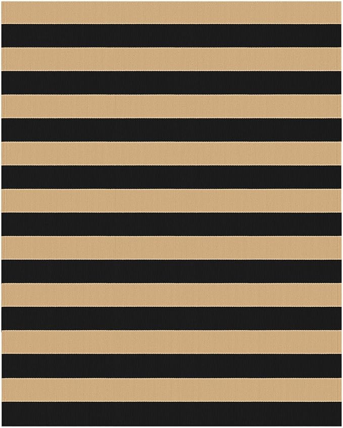 IOHOUZE Black Tan Striped Rug 4x6 Ft Front Door Mats Outdoor, Washable Rug for Front Porch Decor, Spring Summer Welcome Mats Outdoor Indoor, Doormat for Farmhouse/Entryway/Home Entrance