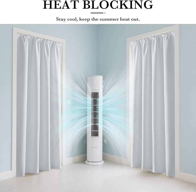 RYB HOME White 100% Blackout Curtains, Thermal Insulated Heat & UV Blocking Total Room Darkening Privacy Drapes for Bedroom Dining Living Room, Width 42 by Length 80, White, 2 Panels