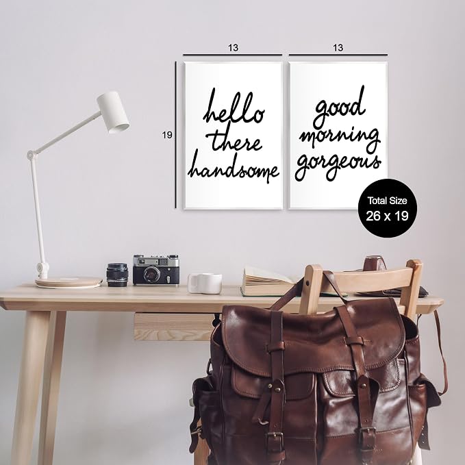 Handsome Gorgeous, 13 x 19 Inch Mounted Print on Wall Plaque Set | Stupell Industries · By House of Lulu · Ready to hang · Inspirational quote decor for any room · Made in USA
