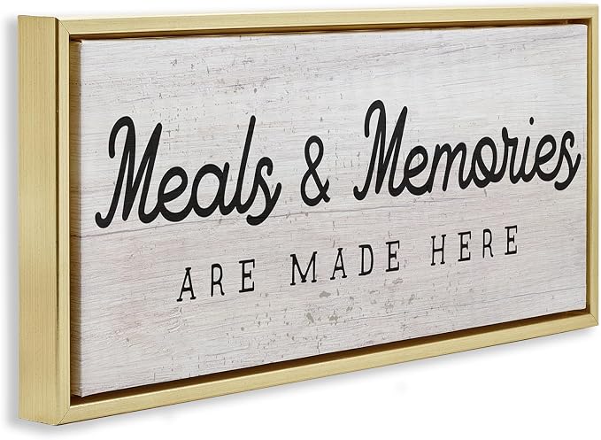 Meals and Memories Kitchen Sign, 10 x 24 Inch Canvas in Floater Frame | Stupell Industries · By Lil' Rue · Ready to hang · Rustic charm for kitchen or dining room · Made in USA