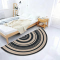 Easy Jute Rug 3x6Ft Half Circle Rainbow Carpet for Farmhouse Bedroom Carpet, Non-Slip Half Round Thin Neutral Floor Mat for Living Room Patio Kids Room Kitchen, Indoor Outdoor, Black 1