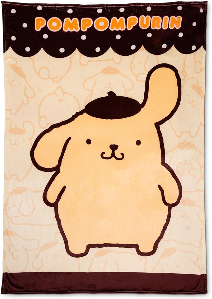 Sanrio Pompompurin My Pom Bedding Plush Blanket 90 in x 62 in – Soft Cozy Throw for Couch, Bed & Travel, Collectible Gift (Officially Licensed Product) by Franco Collectibles®