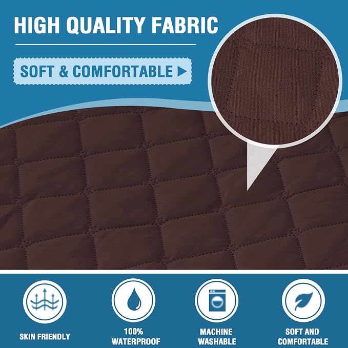 H.VERSAILTEX Loveseat Covers Couch Cover for Dogs with Elastic Straps 100% Waterproof Furniture Protector for Pets Sofa Cover 2 Cushion Couch(Loveseat, Chocolate)