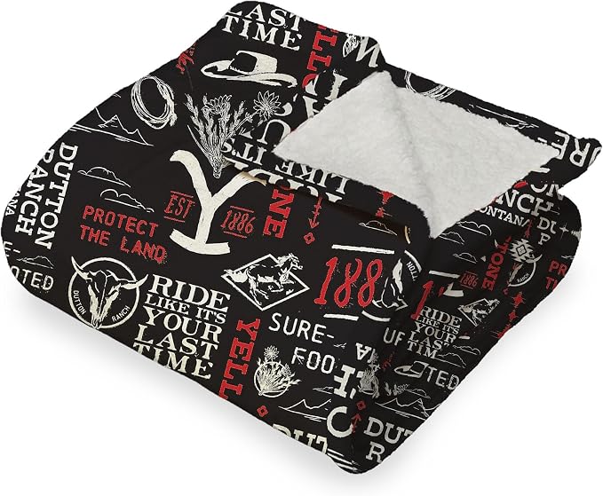 Northwest Yellowstone Silk Touch Sherpa Throw Blanket, 50" x 60", Holiday Ride