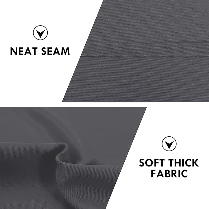DWCN Kitchen Curtains for Small Windows 45 Inch Length 2 Panels Set, Solid Thermal Insulated Energy Saving Rod Pocket Window Treatment Curtains Blackout Drapes (W38 x L45 Inch, Dark Grey)