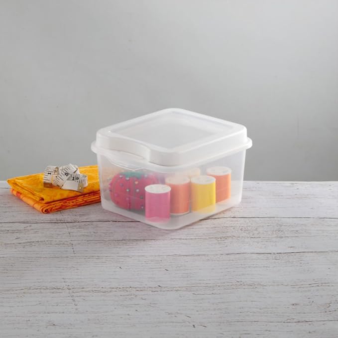 Sterilite FlipTop, Stackable Small Storage Bin with Hinging Lid, Plastic Container to Organize Desk at Home, Classroom, Office, Clear, (Pack of 12) | Bin with Hinged Lid, Stackable Multipurpose Organizer for Art & Craft Supplies, Accessories, Photos & ...
