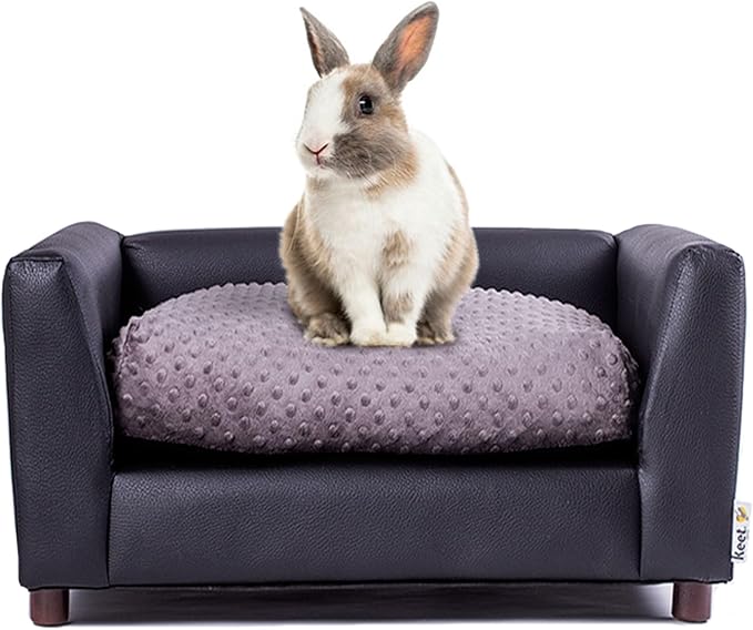 Keet Fluffy Deluxe Pet Bed, Sofa Charcoal, Small