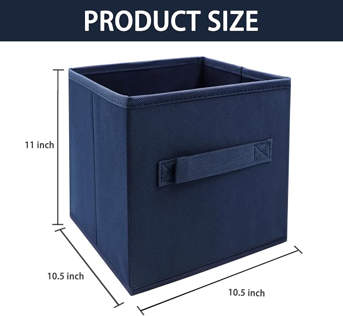 EBIGIC Storage bins collapsible storage bins,cube storage organizer （Pack of 3） 10.5 * 10.5 * 11inch，For home and office Collapsible Closet Shelf Organizers, Drawer Organizers(Blue)