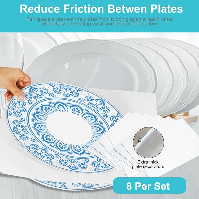 Quilted Platter Storage Case 2PACK-Fine China Storage Containers Hard Shell for Organizing,Stackable Plate Storage Containers with 8 Felt Dividers,dinnerware Storage,Moving Box,Moving Supplies | Stackable Plate Storage Containers with Hard Shell and 4 ...