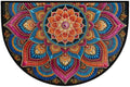 Flower Half Round Door Mat Semi Circle Rug Half Moon Doormat | Soft Washable Colorful Boho Welcome Entrance Mat for Outdoor Indoor Floor Bedroom Bathroom Home Kitchen Festival Decor