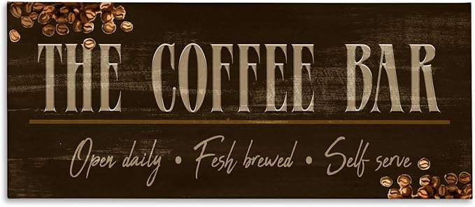 Stupell Industries 'Rustic Coffee Bar Sign'| Canvas Art | Stupell Industries | 24 x 10 Inches, Easy to Hang and Sturdy, Made in USA, by Kim Allen