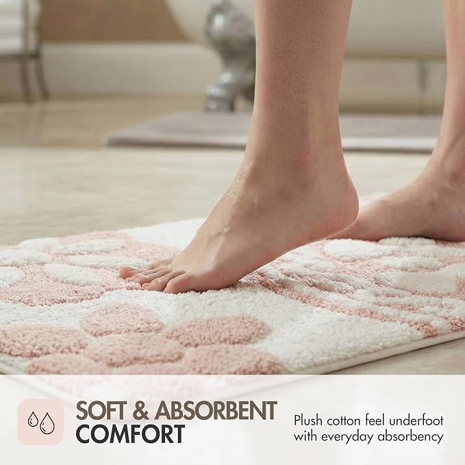 Madison Park Casablanca Tufted Cotton Bath Rug Non-Slip, 20 x 30, Pink | Luxurious Plush Bath Mat, Quick Dry, Soft, Machine Washable, Floral Pattern, Absorbent, Plush, OEKO-TEX, for Bathroom
