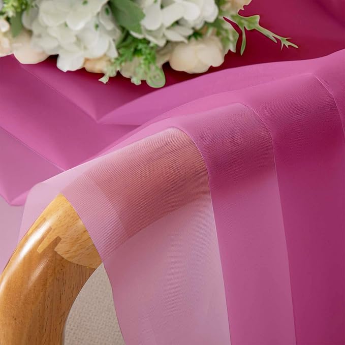 Lecloud Hot Pink Sheer Curtains 96 Inches Long 2 Panels, Rod Pockets Solid - Image 7