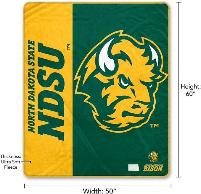 Proformance Home NCAA North Dakota State Bisons Endzone Ultra Soft Tailgate Throw