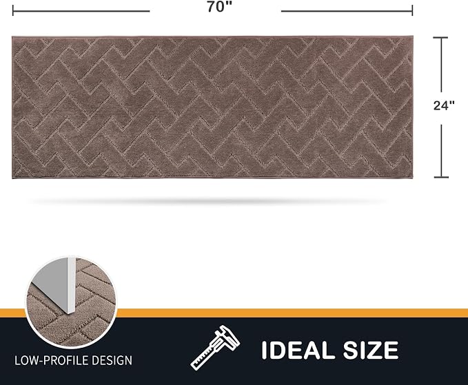 PURRUGS Dirt Trapping Door Mat 24" x 70", Non-Slip Machine Washable Entry Rug, Dog Doormat, Indoor Front Door Mat, Super Absorbent Entryway Rug for Muddy Shoes & Paws, Grayish Brown