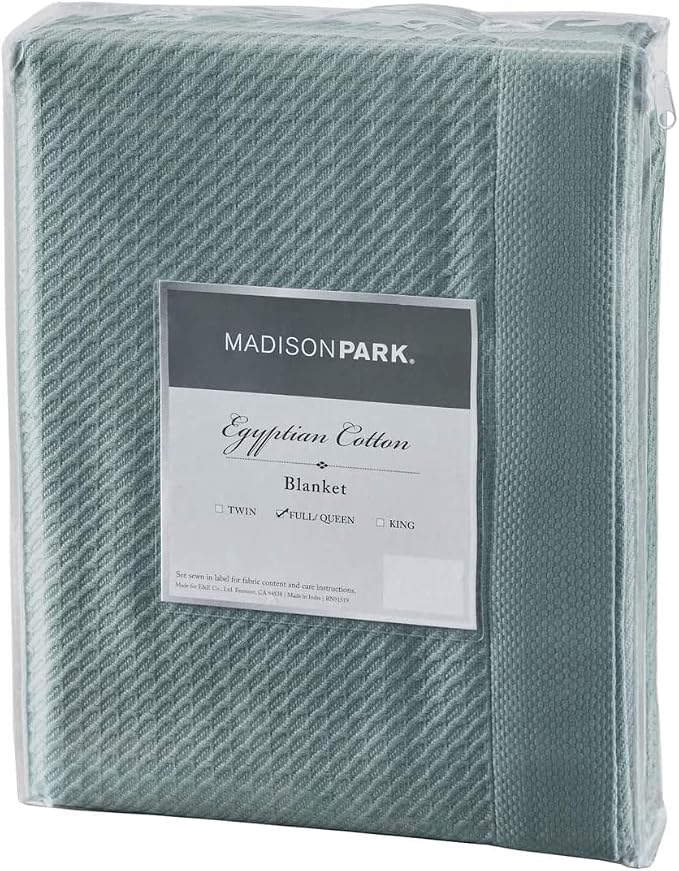 Madison Park 100% Egyptian Cotton King Size Bed Blanket for Summer Teal | Cozy Soft Breathable Durable, Waffle Weave Woven Casual, Lightweight Knit All Season Throw for Bed Couch or Sofa, OEKO TEX