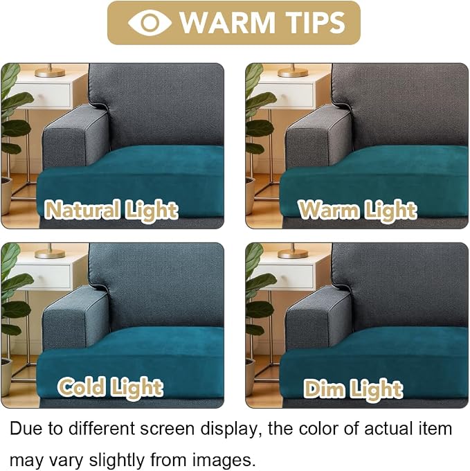 H.VERSAILTEX Stretch Velvet 2 Piece T Cushion Sofa Slipcovers - Individually Fitted Cushion Covers for 2 Couch Seat Cushions - Stay in Place (Deep Teal)