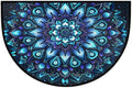 Half Round Door Mat Mandala Ethnic Flower Half Moon Rug Ethnic Mandala Washable Half Circle Area Rugs Indoor Entrance Non Slip Semi Circle Bathroom Rugs Floor Carpet for Kithen Bedroom Fireplace Decor