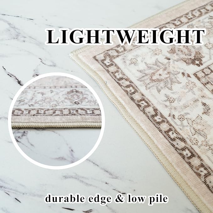 4x4 Washable Square Area Rug: Soft Entryway Kitchen Carpet with Non-Slip Backing Neutral Bathroom Nursery Floor Mat Water Resistant Low Pile Rug for Living Room Bedroom Cute Home Decor(4x4,Beige)