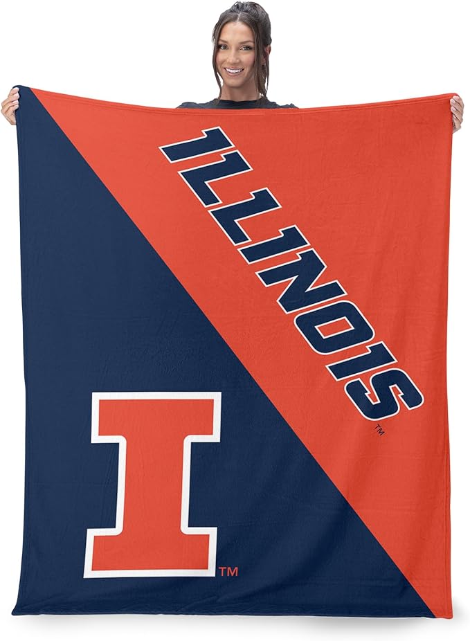 Northwest NCAA Silk Touch Throw Blanket, Ultra Soft Plush Polyester, Lightweight Warm Decorative Fan Gift, 46 x 60 in