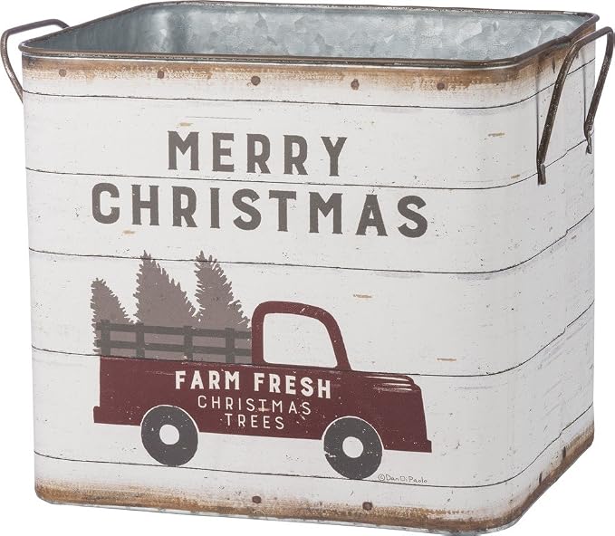 Primitives by Kathy 39896 Farmhouse Tin Buckets, Farm Fresh Christmas Trees