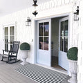 Black and White Outdoor Rug 2' x 4.3' Striped Front Porch Rug Hand-Woven Cotton Rug Machine Washable Floor Mat Indoor/Outdoor Area Rug for Layered Door Mats/Farmhouse/Living Room (2' x 4.3')