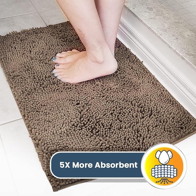 Muddy Mat® | Super Water Absorbent Door Mat Indoor, Microfiber Quick Dry Chenille Entryway Rug, Slip Resistant Front Door Mat, Indoor Mats for Entryway, Machine Washable Pet Rug, Taupe 3ft x 3ft