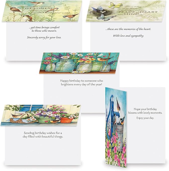 Current All Occasion Greeting Cards with Matching Envelope Seals | Susan Winget Studio, 40 Count, 5 x 7 Folded, Themed Card Value Pack, With Envelopes