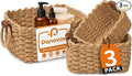 Small Wicker Baskets, 3 PCS Paper Rope Baskets for Shelves, Brown | Recycled Small Baskets, 3 Sizes Woven Baskets for Organizing, Decorative Storage Baskets for Bedroom and Bathroom