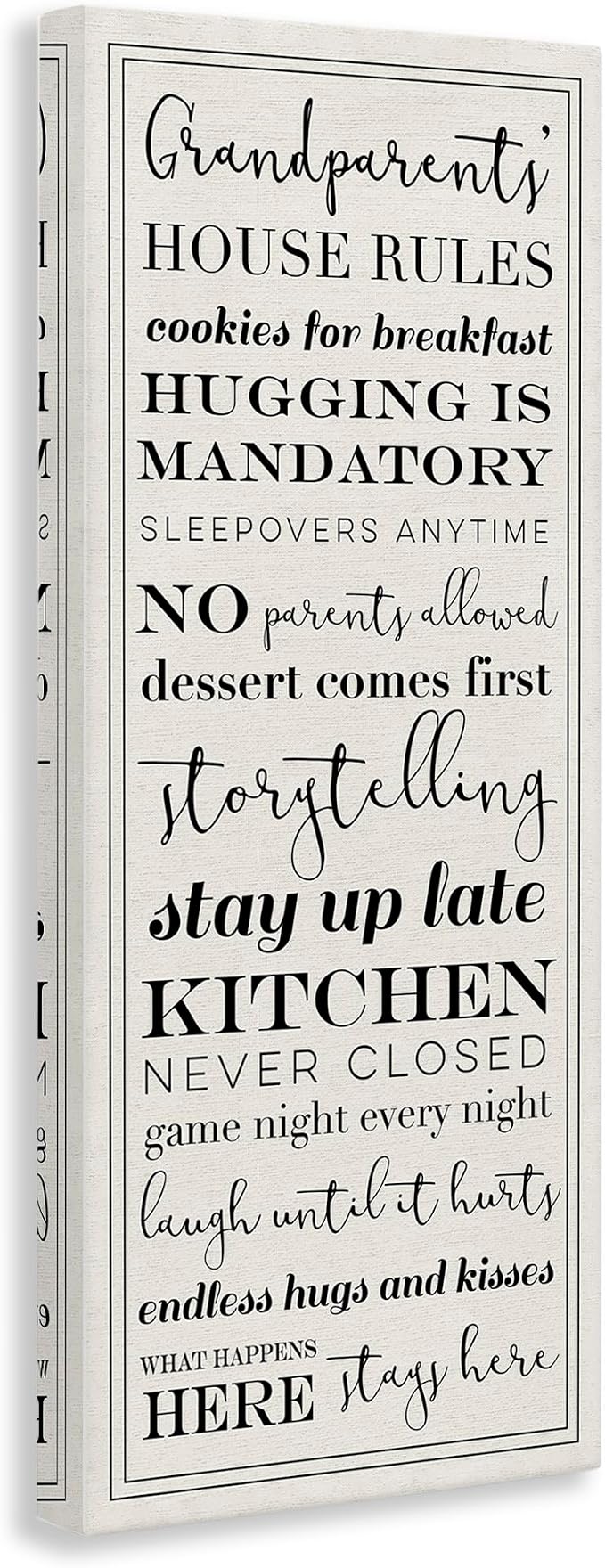 Stupell Industries 'Grandparents House Rules', Canvas Art, 17 x 40 Inches, Easy to Hang and Sturdy, Made in USA, by Lil' Rue