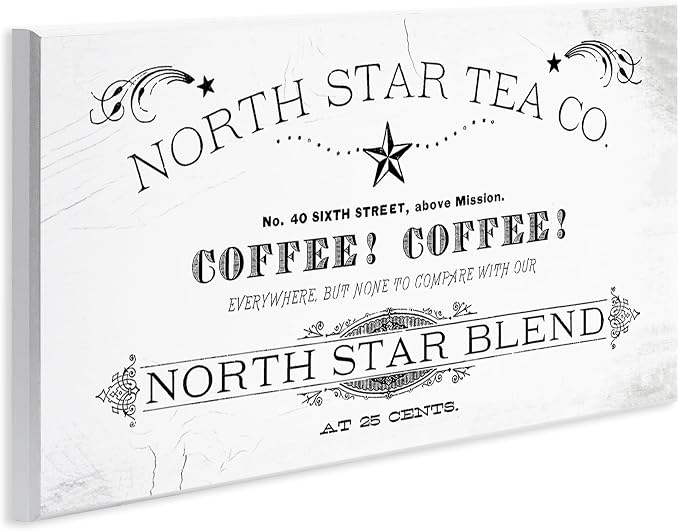North Star Tea Coffee Vintage, 7 x 17 Inch Mounted Print on Wall Plaque | Stupell Industries · By Lil' Rue · Ready to hang · Vintage rustic charm for kitchen or dining room · Made in USA