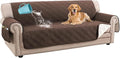 H.VERSAILTEX 100% Waterproof Sofa Covers for 3 Cushion Couch Modern Sofa Cover for Dogs XL Couch Covers for Oversized Sofa with Elastic Straps (Oversized Sofa, Brown/Beige)