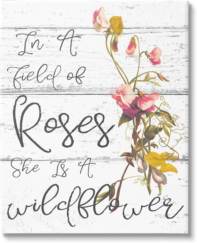 Stupell Industries Be a Wildflower Cursive Typography, Design by Daphne Polselli | Stupell Industries · By Lil' Rue · Ready to hang · Cottage and rustic charm · Made in USA
