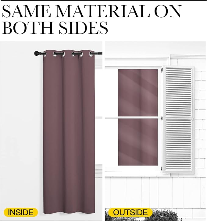 NICETOWN Dry Rose Blackout Curtains 90" Long for Office, 55" Wide, 2 Pieces, Dining Room, Guest Room, Sound Reducing Heat and Cold Block Curtain Panels for Modern Room Decorative