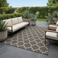 Unique Loom Outdoor Trellis Collection Area Rug (7' 1" x 10' Rectangle, Black/ Ivory)