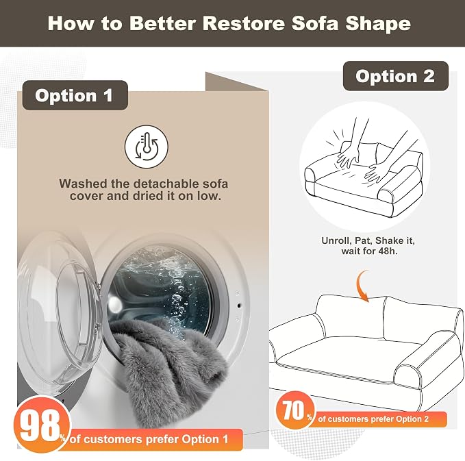 FAMIDGE Plush Cat Couch Bed - Cat Bed for Indoor Cats, Dog Sofa Bed, Short Rabbit Fleece Calming Pet Couch with Removable Cover, Anti-Shedding Pet Sofa for Small/Medium Pets (26×18×12in, Dark Grey)