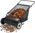 26-Inch Push Lawn Sweeper-Manual Yard Sweeper Walk Behind for Leaves Collector and Grass Clippings,7 Cu. Ft. Hopper Capacity, Height Adjustable, Fast Spinning Brushes