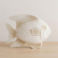 Bookshelf Decor Fish Figurine–White Wash Polyresin Decorative Accessory for Living Room, Coffee Table or Shelf – Aesthetic Boho Shelf Decor, Decorative Objects for Living Room – 13", White