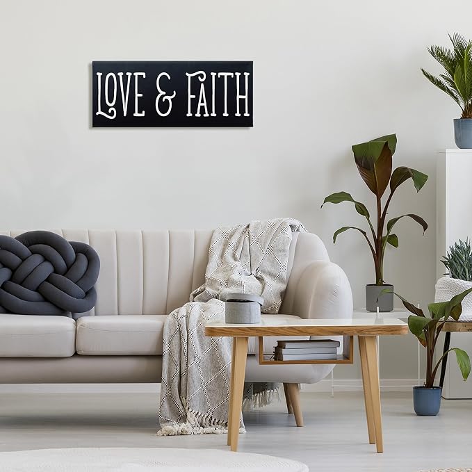 Stupell Industries 'Love & Faith on Black'| Canvas Art | Stupell Industries | 24 x 10 Inches, Easy to Hang and Sturdy, Made in USA, by SD Graphics Studio