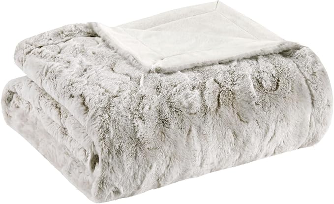 Madison Park Zuri Ultra Soft Faux Fur Twin Blanket Reversible, Snow Leopard | All Season, Ultra Soft, Breathable Fabric for Bed or Couch, Lightweight, Plush, OEKO-TEX Certified