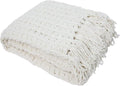 DII Chenille Luxury Thick Woven Throw with Fringe, 50x60, Cream