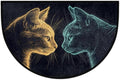 cfpolar Half Round Door Mat Animal Blue Cat Cute Kitten Non-Slip Semi Circle Area Rug Washable Half Moon Hearth Rugs for Indoor Outdoor Bathroom Kitchen Patio Runner Mat Laundry Room Home Decoration