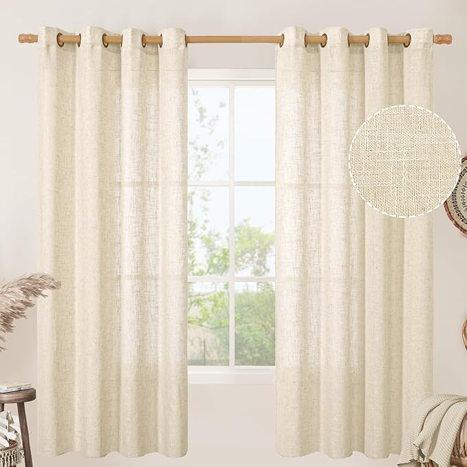 LAMIT Beige 72 inch Linen Curtains 2 Panels Set by LAMIT