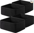 OIAHOMY 4 Pack 14.17 * 11.02 * 6.3IN Storage Baskets for Organizing Shelves, Woven Rope Baskets for Organizing Books, Clothes, Decorative Basket for Living Room, Nursery, Bedroom, Gift Basket, Black