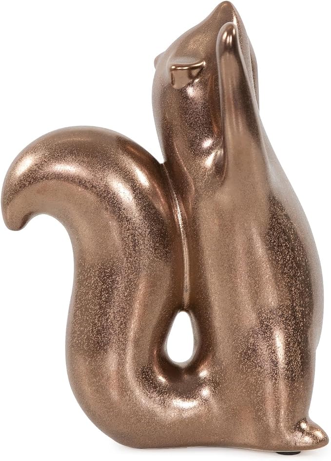 Howard Elliott Collection Chipmunk Sculpture, Antique Brass Ceramic Figurine with Metallic Finish, Decorative Accent for Shelf, Table & Living Room Home Decor Display, 7.25 x 4.5 Inch