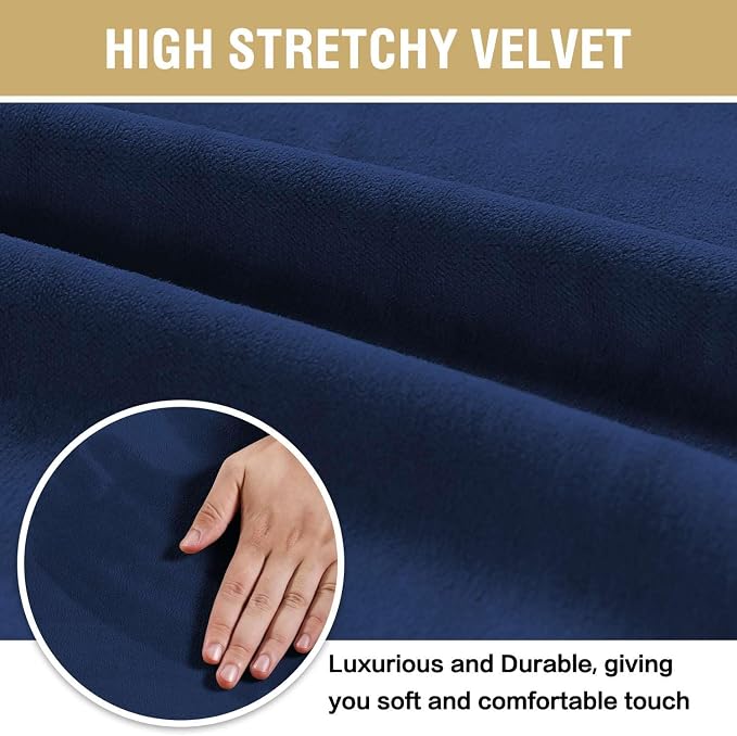 H.VERSAILTEX Velvet Dining Chair Covers Stretch Chair Covers for Dining Room Set of 2 Parson Chair Slipcovers Chair Protectors Covers Dining, Soft Thick Solid Velvet Fabric Washable, Navy