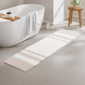 Madison Park Spa Cotton Bath Rug Absorbent Plush Striped, 24 x 72, Taupe | Soft Pile, Machine Washable, OEKO-TEX Certified