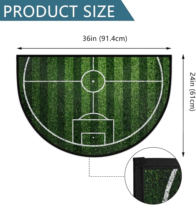 Sport Green Half Round Doormat Semi Circle Rug Half Moon Rug Entryway Mat | Sport Green Washable Non Slip Outdoor Floor Rug Kitchen Mat for Indoor Outdoor Bathroom Fireplace Bath Decor