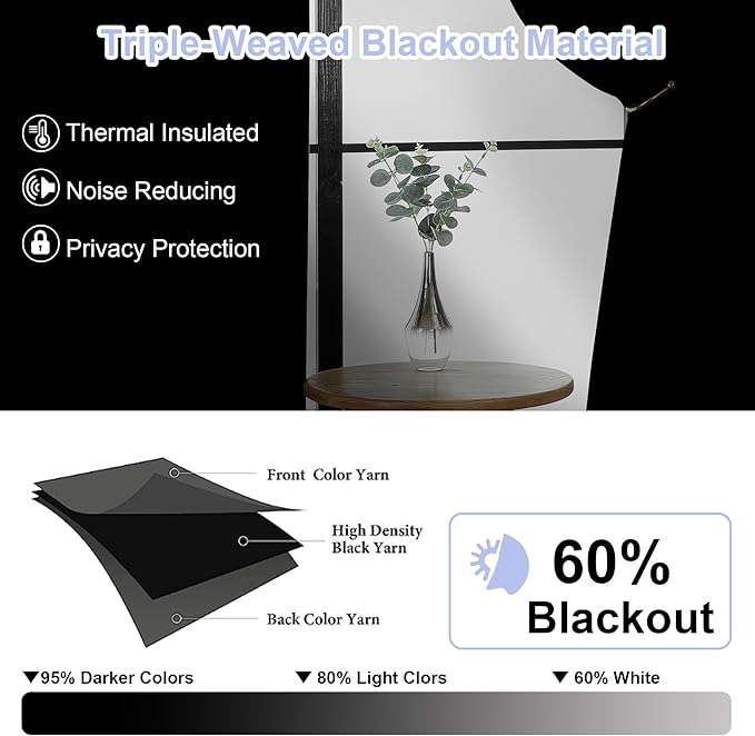 Simplebrand Ava Natural Short 36 Inches Blackout Curtain 2 Panels Set, Half Window Rod Pocket Privacy Curtain Tiers for Kitchen, Curtains Blackout for Bathroom Shades, W40 x L36 Inch, Natural